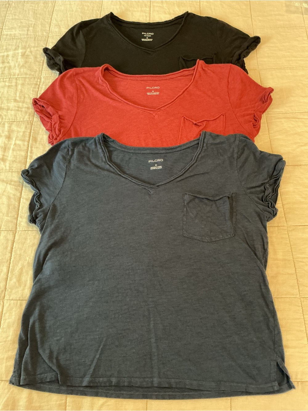 Pilcro Short Sleeve V-Neck Quinn Tee Set of 3